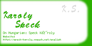 karoly speck business card